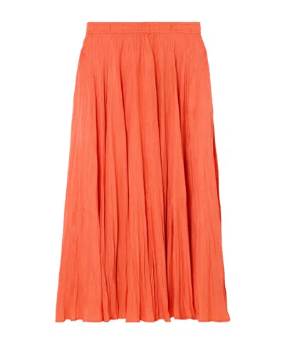 Joseph Sully Pleated Silk-habotai Midi Skirt In Orange