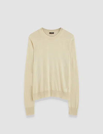 Joseph Superfine Cotton Silk Round Neck Jumper In Quail