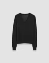 Joseph Superfine Cotton Silk V Neck Jumper In Black