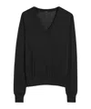 Joseph Superfine Cotton Silk V Neck Jumper In Black