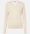 Joseph Superfine Silk And Cotton Sweater In Beige