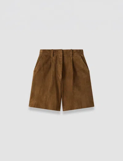 Joseph Suze Light Suede Shorts In Brown