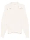 Joseph Off-white Light Cardigan Stitch Open Neck Polo In White