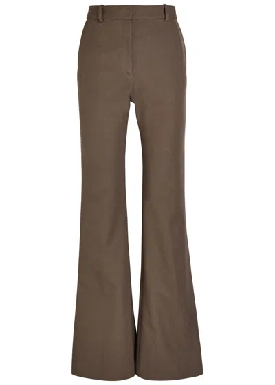 Joseph Tafira Flared-leg Stretch-twill Trousers In Brown