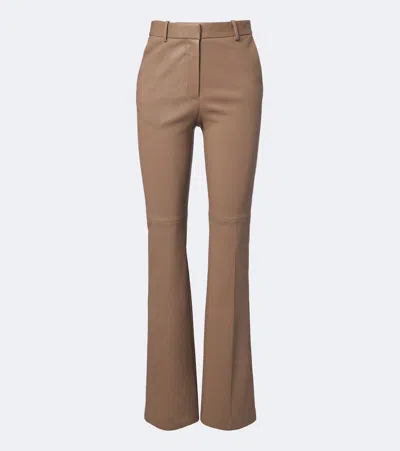 Joseph Tafira Leather Flared Pants In Beige