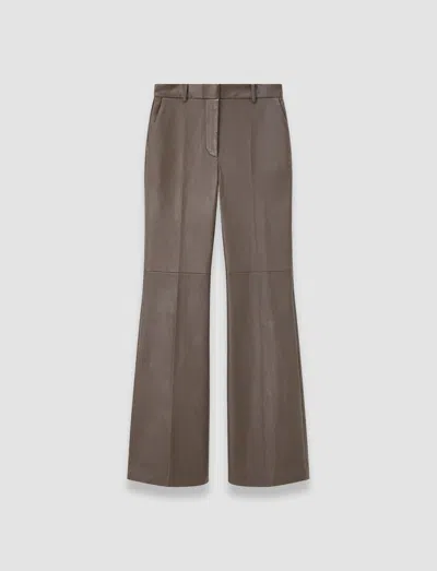 Joseph Tafira Leather Stretch Trousers In Gray