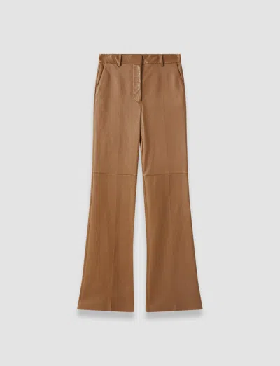 Joseph Tafira Leather Stretch Trousers In Brown