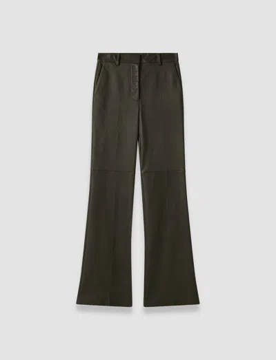 Joseph Tafira Leather Stretch Trousers In Green