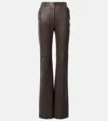 Joseph Tafira Mid-rise Leather Flared Pants In Brown