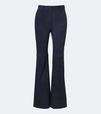 Joseph Tafira Suede Flared Pants In Blue