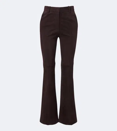 Joseph Tafira Suede Flared Pants In Brown