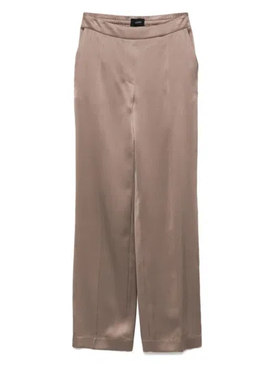 Joseph Tailored Taupe Trousers With Elasticated Waistband In Brown