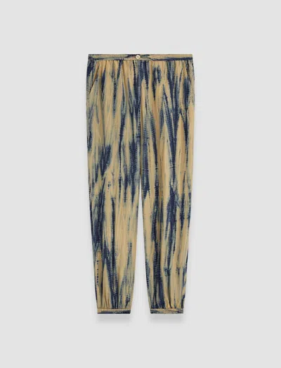 Joseph Taio Tie Dye Silk Trousers In Desert Sand/navy