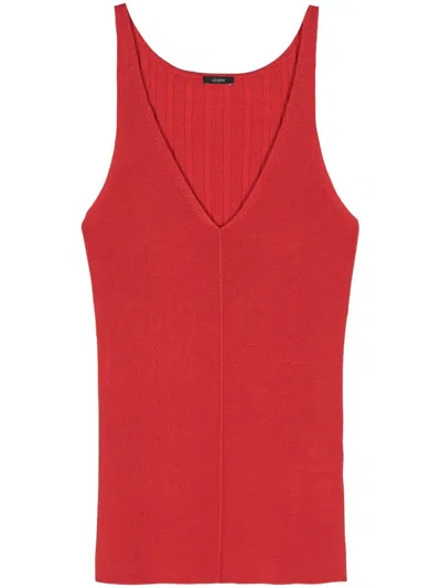 Joseph Tank Satiny Rib In Red