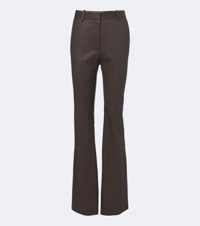 Joseph Tarifa Leather Flared Pants In Brown