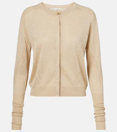Joseph Tasse Lamé Cardigan In Neutral
