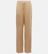 Joseph Tawa Silk Satin Straight Pants In Beige