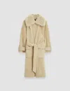 Joseph Textured Shearling Denis Coat In Champagne