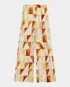 Joseph Womens Sundown Combo Thoresby Marble-print Silk Trousers