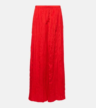 Joseph Thoresby Plissé Silk Palazzo Pants In Red