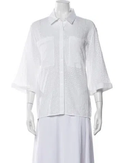 Pre-owned Joseph Three-quarter Sleeve Button-up Top In White