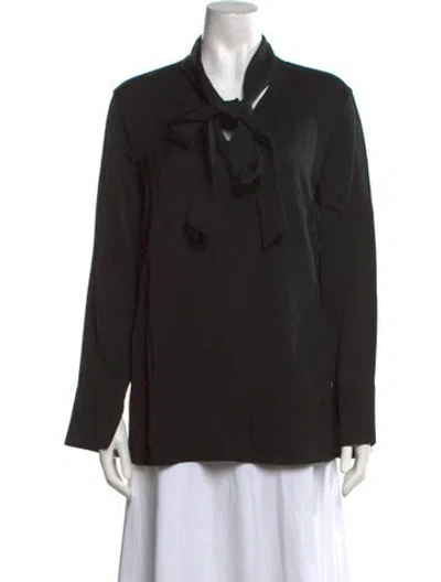 Pre-owned Joseph Tie Neck Long Sleeve Blouse W/ Tags In Black