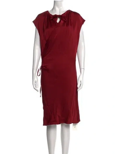 Pre-owned Joseph Tie Neck Midi Length Dress W/ Tags In Red