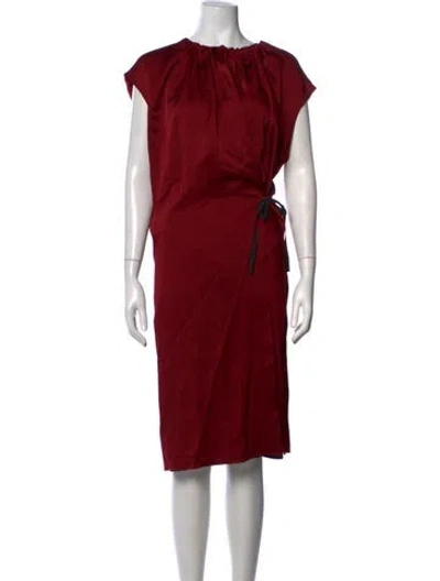 Pre-owned Joseph Tie Neck Midi Length Dress W/ Tags In Red