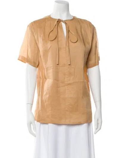 Pre-owned Joseph Tie Neck Short Sleeve Top In Neutral