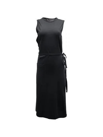 Pre-owned Joseph Tied-waist Midi Dress In Black