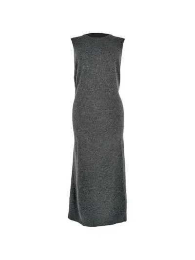 Pre-owned Joseph Tie-waist Sleeveless Midi Dress In Grey