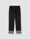 Joseph Womens Tottenham Jacquard-stripe Straight-leg Cotton And Silk-blend Trousers Black In Black