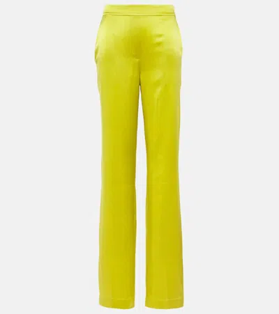 Joseph Tova Silk Satin Straight Pants In Yellow