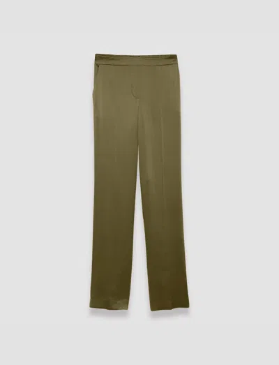 Joseph Silk Satin Tova Trousers In Dark Olive