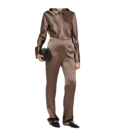 Joseph Tova Silk-satin Straight-leg Pants In Gray