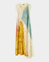 Joseph Tulipa Marble-print Habotai Silk Maxi Dress In Multi