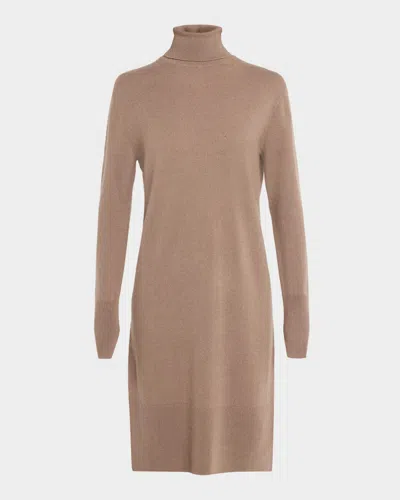 Joseph Turtleneck Cashmere Sweater Dress In Brown