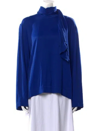 Pre-owned Joseph Turtleneck Long Sleeve Blouse In Blue