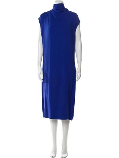 Pre-owned Joseph Turtleneck Midi Length Dress In Blue