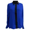 Joseph Two Tone Button Down Blouse In Blue Viscose In Blue