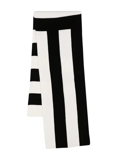 Joseph Two-tone Ribbed Scarf In Black
