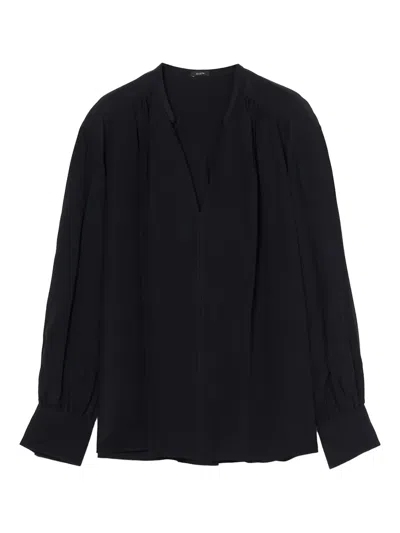 Joseph V-neck Balloon-sleeve Blouse In Black