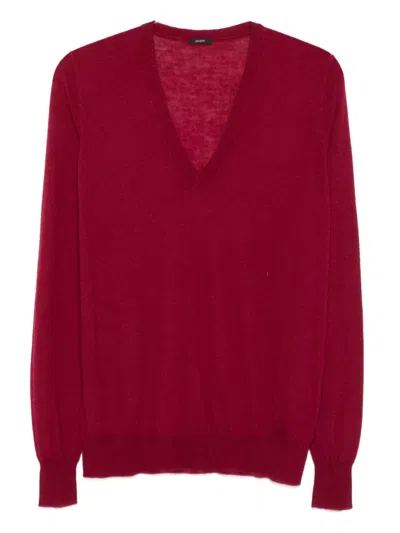 Joseph V-neck Cashmere Sweater In Red