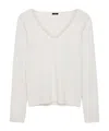 Joseph Silk Stretch V Neck Top In White