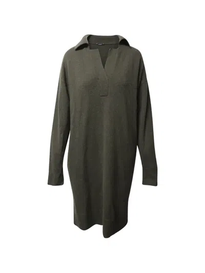 Pre-owned Joseph V-neck Midi Dress In Green