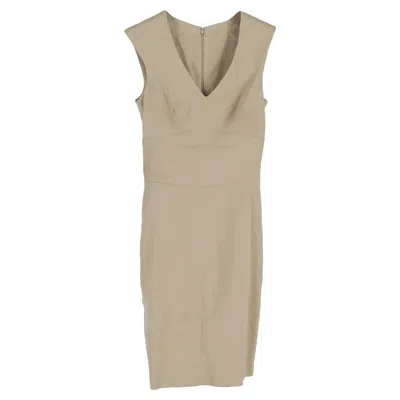 Joseph V-neck Midi Dress In Beige Linen