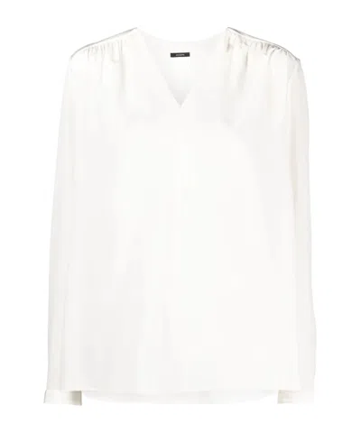Joseph V-neck Silk Blouse In White