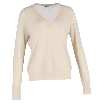 Joseph V-neck Sweater In Cream Wool In White
