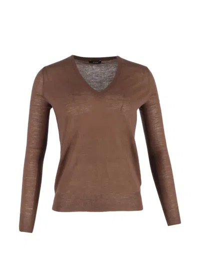 Pre-owned Joseph V-neck Top In Brown