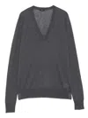 Joseph V-neck Wool Sweater In Gray